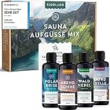 FJORLAND® Saunaaufguss Set BIO 4 x 100 ml Saunadüfte - Hochwertige Saunaaufgüsse als Sauna Aufguss Geschenkset