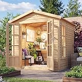 TIMBELA M351FB Gartenholzhaus 233x222x233 cm – Großes, modernes, abschließbares Holzhaus für Home-Office oder Garten-Studio