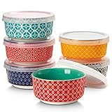 DOWAN Dipschalen aus Porzellan, 176 ml Dessertschalen Set 6er mit Deckel - Stapelbare Schüssel für Sauce, Snack, Dessert, Tapas, Creme Brulee Schälchen Mehrfarbig, Spülmaschinen- & Mikrowellenfest