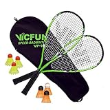 VICTOR Speed-Badminton 100 Set Premium- 2 Badmintonschläger, 3 Bälle und eine hochwertige Badmintontasche schwarz/grün