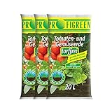 Profigreen Tomatenerde torffrei mit nachhaltigem Langzeitdünger - Gartenerde mit Natur Dünger für Tomaten & andere Gemüsesorten - Pflanzerde mit Bodenhilfsstoff für Tomatenpflanzen (60 Liter)