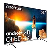 Cecotec TV QLED 55' Smart TV V1 Series VQU10055S. 4K UHD, Android 11, Rahmenloses Design, MEMC, Dolby Vision , Dolby Atmos, HDR10, Wide Color Gamut 96%, 2 Lautsprechern 10W, 2 Kontrollen, 2023