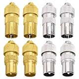 KUOQIY 8 Stücke Metall TV Antennen Koaxial Stecker, 4 Buchse & 4 Stecker TV Antennen Koaxialkabel Adapter, Weiblich Männlich Koaxialkabel RF Antennenstecker für RF Kabel