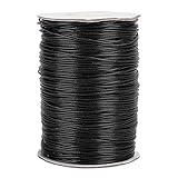 Sunicon 175 Yards 1 mm gewachste Baumwollschnur, Perlenfaden, handgewebtes Seil, Halskette, Baumwollfaden für DIY-Armbänder, Makramee-Halsketten, Schmuckherstellung (Black)