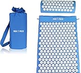 High Pulse Akupressur Set + 5 Ringe + Poster – Akupressurmatte & Kissen stimuliert die Blutzirkulation und löst Verspannungen (Blau)