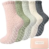 Caldodo Kuschelsocken Stoppersocken Damen, Dicke Wintersocken Warme Flauschige Socken für Frauen Thermosocken Haussocken Schlafsocken antirutschsocken mit Noppen 5 Paare