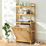 Generisch Platzsparender Wäschekorb mit Ablage und herausnehmbarer Tasche – Stilvoller Kleiderschrank zur Aufbewahrung schmutziger Wäsche (50 x 94 cm) – Perfekt für Haus und Wohnung