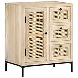 Youuihom Anrichte, Nachttische, Mehrzweckschränke, Foyer-Schränke, Geeignet für Wohnzimmer, Schlafzimmer, Bäder, Flure, Sideboard 60x35x70 cm Mango Massivholz und Rohrgeflecht