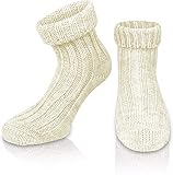 normani 2 Paar Sehr Warme weiche Umschlag Söckchen mit Alpaka Wolle/Bettsocken/Sauna Socken Farbe Wollweiß Größe 39-42