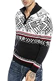 Redbridge Strickpullover für Herren Norweger Pullover Stehkragen Reißverschluss Navyblau XL