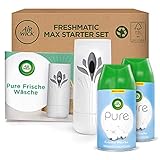 Air Wick Freshmatic Max PURE – Starter Set mit Gerät und 2 Nachfüllern – Lufterfrischer automatisch – Duft: Frische Wäsche – 2 x 250 ml Nachfüller + Gerät in Weiß