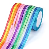 ihaspoko Polyester Satinband, 12 Farben 6 mm x 22 m Dekoration Geschenkband für Heimwerkerkunst Handwerk, Geschenk Verpackung, Schleifen, Hochzeitsdekoration