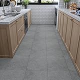 VaryStyle 30,5 x 30,5 cm graue Betonfliesen zum Abziehen und Aufkleben, Vinyl-Bodenbelag, wasserdicht, klebrige Fliesen für Boden, selbstklebend, abnehmbar, Bodenfliesen für Küche, Badezimmer, Keller,
