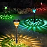 Ainostone Solarlampen für Außen Garten 4 Stück Solarleuchten mit 2 Farbemodi Warmweiß + RGB Muster IP65 Wasserdicht Auto Ein/Aus LED Gartenleuchten für Weg Balkon Terrasse Weg Gehweg Rasen Party Deko