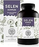 NATURE LOVE® Selen Komplex Vegan - Hochdosiert: 200µg Selen je Kapsel - 365 Kapseln - Natriumselenit, L-Selenmethionin, Selenhefe - Hochdosiert, laborgeprüft, in Deutschland produziert