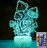 Jinson well 3D Pilz Lampe optische Illusion Nachtlicht, 16 Farbwechsel Tisch Schreibtisch Dekoration Lampen mit Acryl USB Kabel Spielzeug