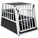 tectake Alu Hundebox trapezförmig, Aluminium Hundetransportbox mit schräger Rückwand, leicht und stabil, Auto Kofferraum Transportbox für Hunde (66x90x69,5cm | Nr. 401623)