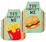 STAMPATEK Lustige Küchenschürzen You Complete Me Panino Chips Geschenkidee Jahrestag Hochzeit Valentinstag Passende Küchenschürzen Set