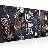 Runa Art Wandbild Küche Kaffee 1 Teilig Modern Bild auf Vlies Leinwand Coffee Esszimmer Esszimmer Küchenbilder Grau Braun 041812a