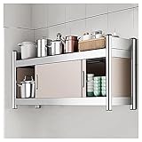 Edelstahl-Wandschrank, robustes Küchenregal mit Schiebetür, dekorative Wandmontage, für Esszimmer, Badezimmer und Wohnzimmer (Gold, 90 x 35 x 40 cm)