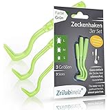 Zrilubkrelz® Zeckenzange Zeckenhaken Zeckenentferner | 3er Set Zeckenhebel | Premium Zeckenschutz für z.B. Hund, Katze, Pferd e.t.c. | Alternative zur Zeckenkarte, Zeckenmittel, Zeckenpinzette