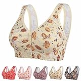 Yeluptu Comfort Front Closure Bra for Women, Bras for Older Women, Glamorette Snap Front Bra Older Women (36,Apricot)