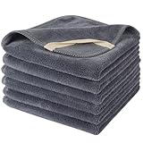 SINLAND 6 Stück Mikrofaser Gesichtstücher Waschbar Abschminktücher schnell trocknend Waschlappen saugfähig Gesichtsreinigungstücher weiches Make up Entferner Tücher, 30,5 x 30,5 cm Grau