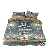 2/3-teiliges Happy New 3D-Druck Merry Christmas Bettbezug für Schlafzimmer, Bettbezug-Set, Zuhause, Zimmer, Bettbezug (Farbe: Dunkelgrau, Größe: AU-Queen-Size-Bett (210 x 210 cm)