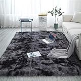 Aujelly Soft Area Rug Schlafzimmer Shaggy Teppich Zottige Teppiche Flauschige Bunte Batik-Teppiche Carpet Neu Dunkelgrau 230 x 300 cm