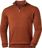 Royal Spencer Herrenpullover aus Kaschmir-Seide in Bordeaux, mit kurzem Reißverschluss, für Anlässe aus Business & Freizeit, angenehmes Tragegefühl, Terrakotta, XL