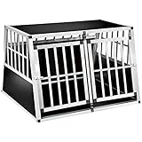 tectake Alu Hundebox trapezförmig, Aluminium Hundetransportbox mit schräger Rückwand, leicht und stabil, Auto Kofferraum Transportbox für Hunde (104x90,5x69cm | Nr. 402226)