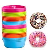 Orrdiffi 32 Stück Donut Backform Silikon Muffinform Silikon Wiederverwendbare Backform, Antihaftbeschichtet,Cupcake-Formen,Kuchenform,für Plätzchen,Pudding,Backen,DIY-Backförmchen