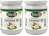 BIOASIA Bio Kokosöl, kaltgepresst, naturbelassen ohne Zusatzstoffe, veganes Fett zum Kochen, Braten & Backen, auch als Naturkosmetik verwendbar, 100% Bio, 500 ml (Packung mit 2)