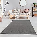 Fashion4Home - Einfarbiger Kurzflorteppich für Wohnzimmer, Kinderzimmer, Schlafzimmer, Arbeitszimmer, Büro, Flur und Küche, Farbe: Hellgrau, Größe: 120 x 170 cm