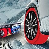 2 Stück Textil Schneeketten Homologierte EN 16662-1, Farbe Rot, Größe L, Winterreifen Schneesocken für Autos, Leicht zu Installieren (Rot, L)