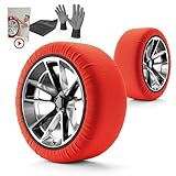 WALSER Textile Schneeketten nach EU Norm 16662-1 homologiert, Qualitätssieger Sehr Gut*, 2er Set Textilschneekette Snow Sock, Anti-Rutsch Auto Schneeketten Winter, Car Snow Chains rot XXL