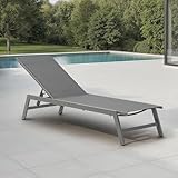 IDIMEX Gartenliege ESPIRITU höhenverstellbar, grau – Sonnenliege mit verstellbarem Kopfteil aus Aluminium und UV-beständigem Textilene, für Terrasse Balkon Garten Outdoor Relaxliege