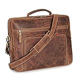 DONBOLSO Laptoptasche San Francisco 17 Zoll Leder | Umhängetasche für Laptop | Aktentasche für Notebook mit Reißverschluss | Tasche für Damen und Herren - Braun