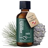 ALPEN HERZ Zirbenöl 50 ml - 100% naturrein, ätherisches Zirbelkieferöl aus Österreich für Duftöl Raumduft Duftlampe Zirbenwürfel Aroma Diffuser Zirbe Lufterfrischer Zirbelkiefer Öl Geschenke