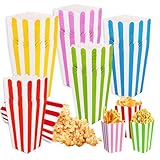 Eymobad 50 Stück Popcorn Boxen Faltbar - Bunte Popcorntüten aus Stabiler Pappe, Snacks Candy Popcorn Tüten, Geburtstagsfeier Party Snack Behälter 5 Farben für Zuhause, Kino, Karneval, Party