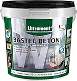 Ultrament Bastel Beton zum Gießen hellgrau, Gieß-Beton zum Basteln für Kreative, Kreativbeton wasserdicht, 1,5 kg