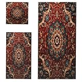 YoCosy 3-teiliges Handtuch-Set, Rot Golden Vintage Bohemian Hippie Floral Badetuch-Sets saugfähige weiche Handtücher für Badezimmer schnell trocknende Baumwolle Badetücher (enthält 1 Badetuch, 1
