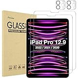 ProCase 2+2 Stück Schutzfolie für iPad Pro 12,9 Zoll 6/5/4 Gen 2022/2021/2020, 9H Gehärteter Kameraschutz mit Gefärbte Glas für iPad Pro 12.9 Screen Protector Folie Schutzglas Displayschutzfolie -Klar