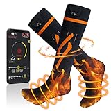 Beheizbare Socken Damen Herren, APP-Fernbedienung Elektrische Beheizte Socken, Heizsocken mit 3 Wärmeeinstellungen, 60℃ Fußwärmer für Skifahren Jagd Camping Reiten Außen Winter