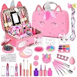 Kinderschminke Schminkkoffer Mädchen Schminke Spielzeug - Kinderschminke Set Mädchen Schminke Kinder Mädchen Schminktisch Mädchen Geschenk Spielzeug ab 3 4 5 6 7 8 9 10 11 12 Jahre Mädchen