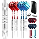 Yooghuge Professionelles Dart-Set mit Stahlspitze, Metall-Stahl-Dart-Nadel-Set mit Tragetasche für Indoor-Spiele, Steeldarts, Nadel-Dart-Zubehör, 1 Set