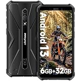 Ulefone Armor X12 Outdoor Handy, 6GB + 32GB/256GB SD Smartphone ohne vertrag Android 13 Go, 4860mAh 13MP+8MP 5,45'' HD+ 4G Dual SIM IP68 Wasserdicht Stoßfeste Face ID NFC GPS 2 Jahre Garantie -Schwarz