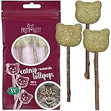 PRETTY KITTY Katzenminze Lollis zum Spielen: 3X Premium Katzenminze Spielzeug für Katzen aus getrockneter Katzenminze zum Lecken – Ausgefallenes Katzenspielzeug mit Katzenminze – Spielzeug Katze