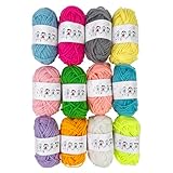 Fousenuk 12 Farben Wolle zum Häkeln Stricken, 10g/20m...