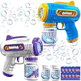 TEBOKHAD 2 Seifenblasenpistole, Seifenblasenmaschine Kinder Mit 2 Flaschen 70ml Seifenblasenflüssigkeit Tank & 10 Packungen Mit Seifenblasenwasser Für Seifenblasen Party Favors, Kinder, Hochzeit